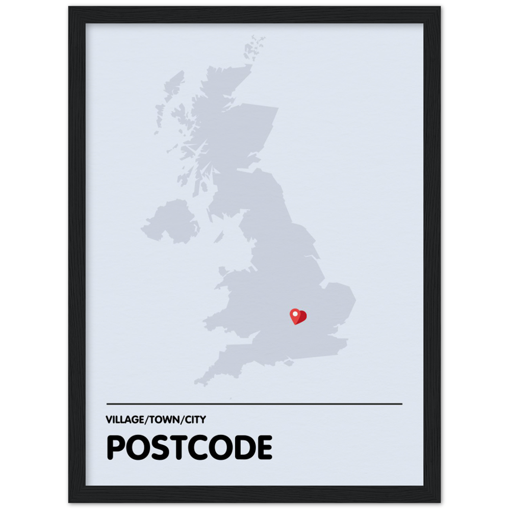 Framed Personalised PMP postcode print
